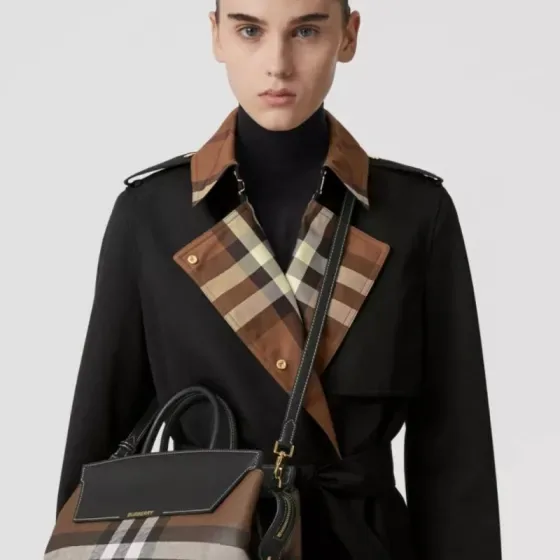 Burberry Cathcart Black Brown Check Top Handle