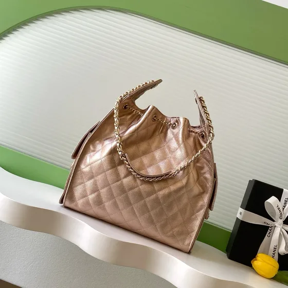 Chanel 25 Bag Metallic Rose Emas Hobo