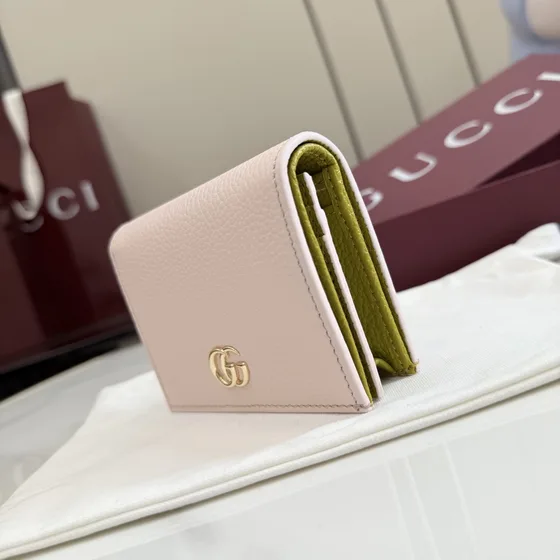 Gucci Gg Marmont Card Case Wallet Light Pink Wallet