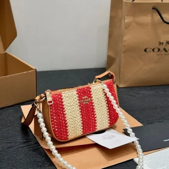 Coach Nolita 19 Red Beige Shoulder Bag