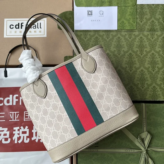 Gucci Ophidia Gg Bolsa tote Bege/Oatmeal With Verde And Vermelho Web Bolsa tote