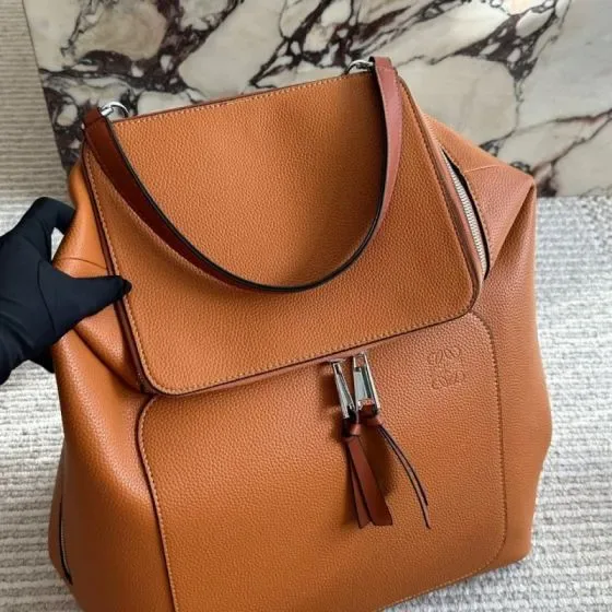 Loewe Small Goya Backpack Tan Brown Backpack