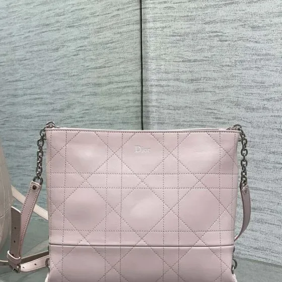Dior Cannage Foldable Messenger Bag Light Pink Crossbody