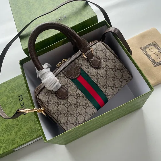 Gucci Ophidia Gg Mini Верхняя ручка Bag Бежевый/Коричневый Верхняя ручка