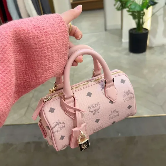 MCM Ella Boston Mini Sac cabas Rose Anse supérieure