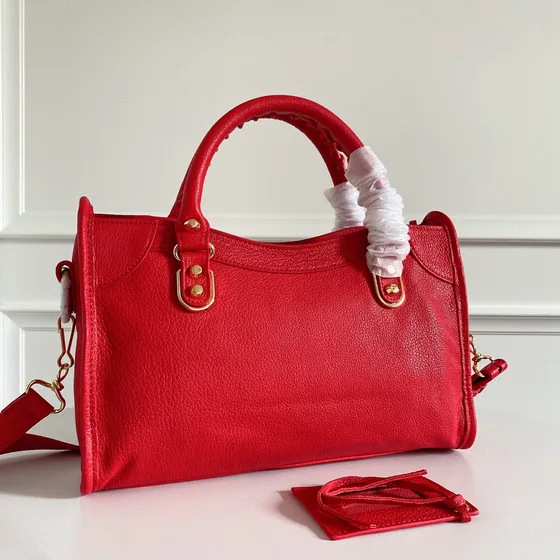 Balenciaga City Metallic Edge Red Top Handle