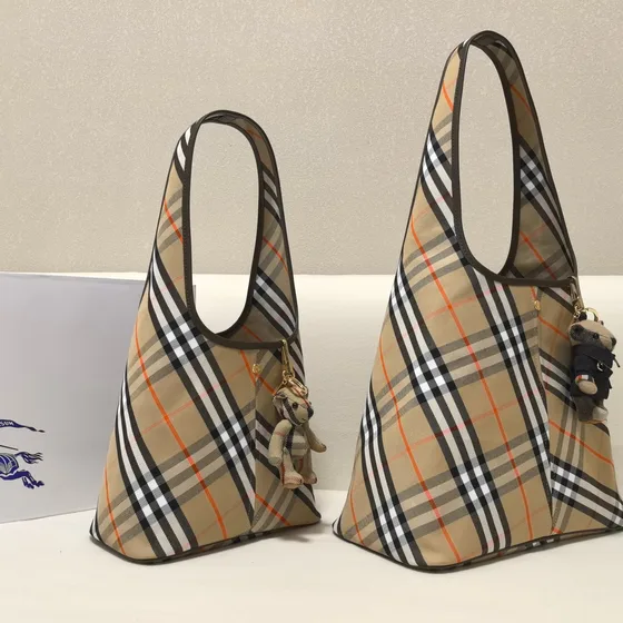 Burberry Check Foldable Tote Bag Black Tote Bag