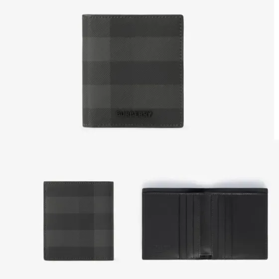 Burberry Check Bifold Wallet Charcoal Wallet