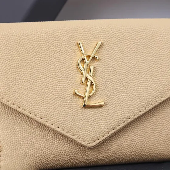 YSL Cassandre Matelass Envelope Wallet Beige Wallet