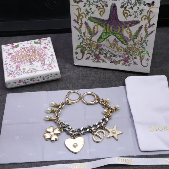 Dior Lucky Charms Bag Chain ذهبي And فضي Pouch
