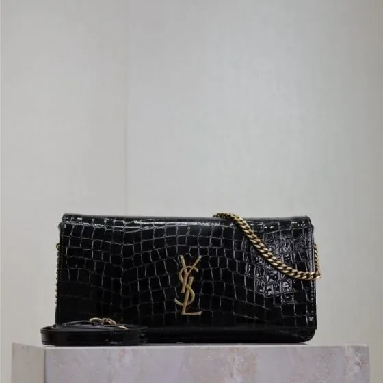 YSL Cassandre Chain Wallet Black Woc