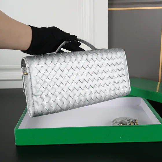 Bottega Veneta Intrecciato Top Handle Bag Silver Top Handle