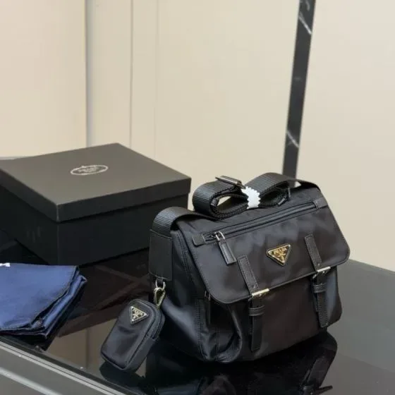 Prada Re-Nylon Medium Messenger Bag Black Crossbody