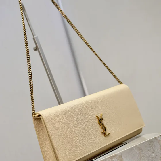 YSL Cassandre Chain Кошелёк Кремовый Белый Woc