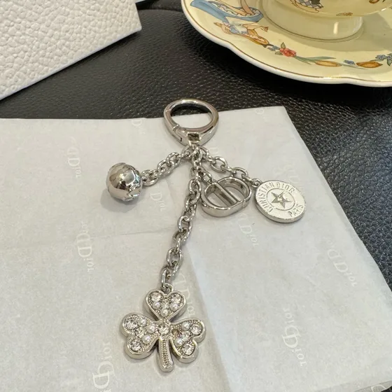Dior Lucky Clover Keychain Goud/Zilver Etui