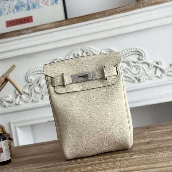 Hermes Kelly Akkad Cream White Backpack