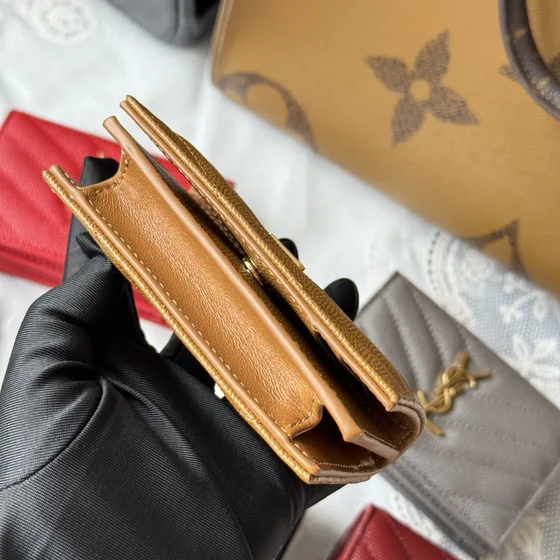YSL Cassandre Matelassé Card Holder Camel Card Holder
