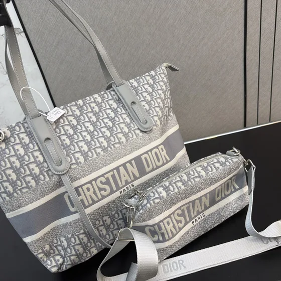 Dior Diorstar Shopping Tote Beige And Marineblauw / Gray Tote tas