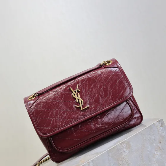 YSL Niki Baby Burgundy Shoulder Bag