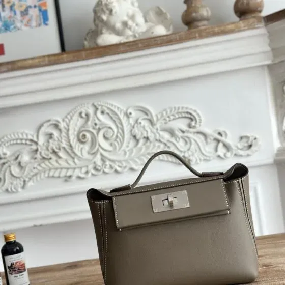 Hermes 24 24 Etoupe Grey Top Handle
