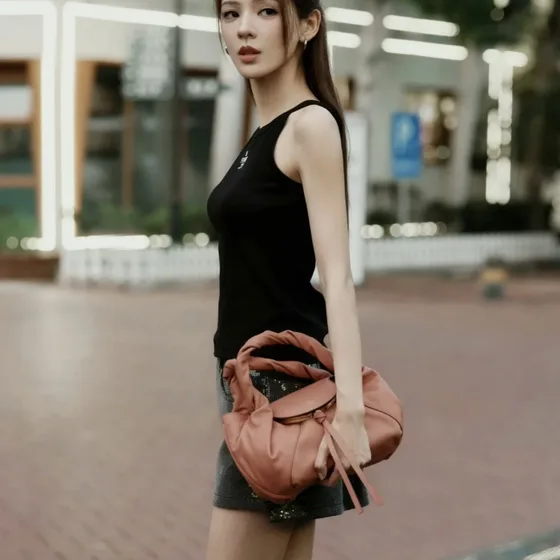 Fendi Gathered Handle Crossbody Bag 5L Dusty Pink Crossbody