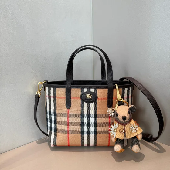 Burberry Check Mini Shoppertasche Beige/Braun Check Shoppertasche