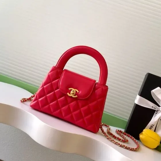 Chanel Kelly Mini Shopping Bag Red Top Handle