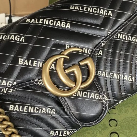 Balenciaga Gg Marmont Hacker Project Small Shoulder Bag Black Shoulder Bag
