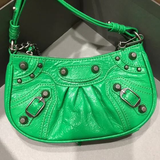 Balenciaga Le Cagole Mini Purse With Chain Green Crossbody