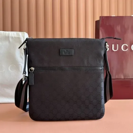 Gucci Gg Nylon Messenger Bag Black Crossbody