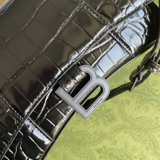 Balenciaga Hourglass Dark Metallic Grey Top Handle