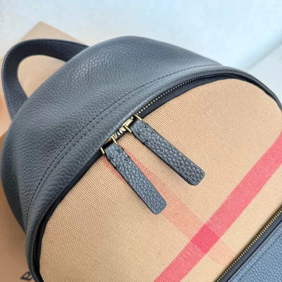 Burberry Check Lona And Piel Mochila Camel/Negro Mochila