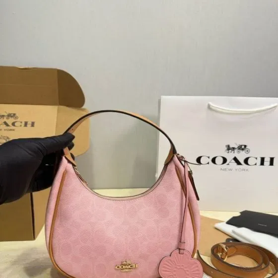 Coach Bailey Hobo Bag In Signature Canvas Powder Pink Hobo