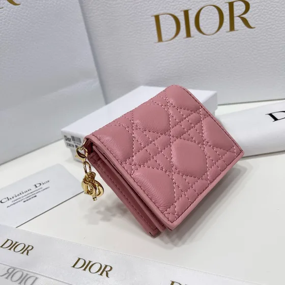 Dior Lady Dior Compact Wallet Pink Wallet
