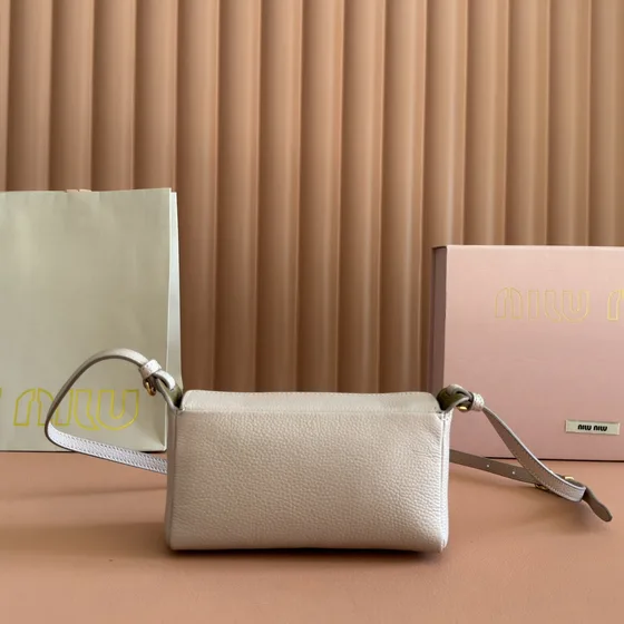Miu Miu Leather Mini Shoulder Bag Beige Shoulder Bag