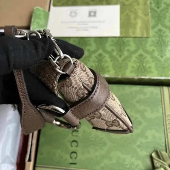 Gucci Gg Canvas Keychain Pouch Beige Brown Pouch