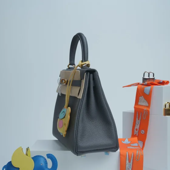 Hermes Kelly Gray Tophåndtag