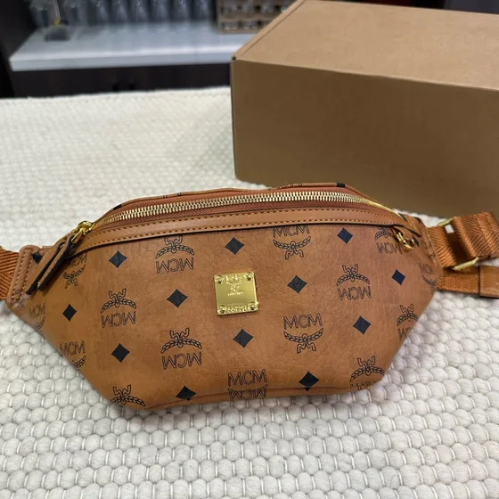 MCM Fursten Visetos Belt Bag สีดำ Belt Bag
