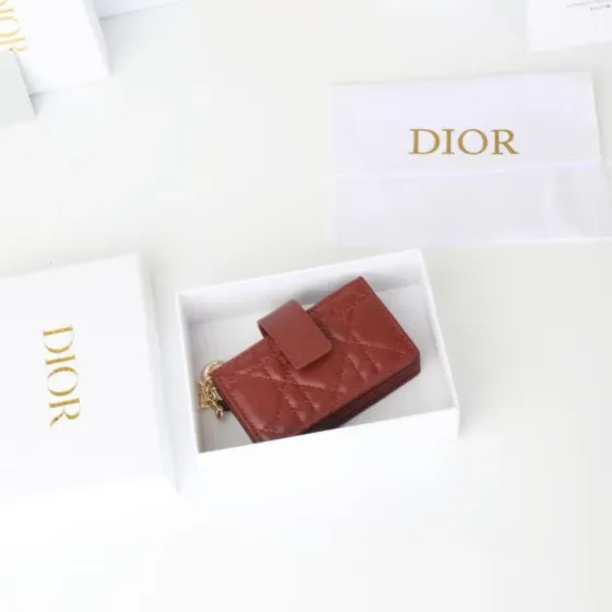 Dior Lady Dior 5-Gusset Card Holder Brick Red Card Holder