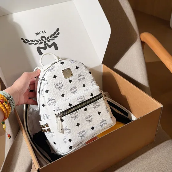 MCM Stark Backpack Mini White Backpack