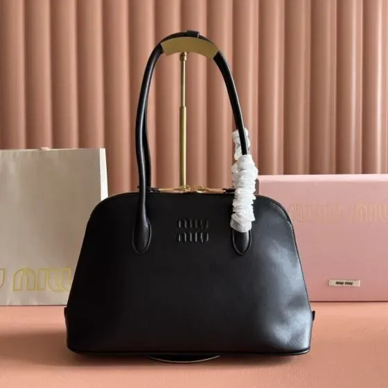 Miu Miu Leather Top-Handle Bag Black Top Handle