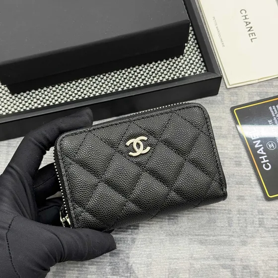 Chanel Classic Zipped Coin Purse Black Card Holder