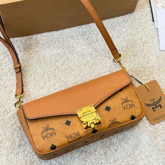 MCM Tracy Crossbody In Visetos Cognac Crossbody