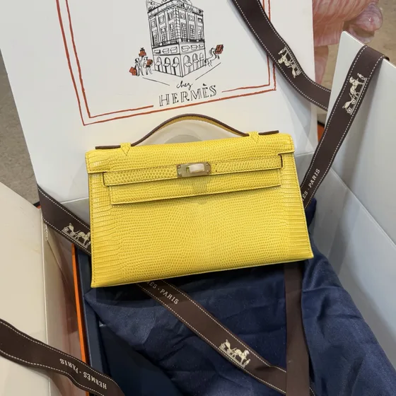 Hermes Kelly Mini Pochette Sort Clutch