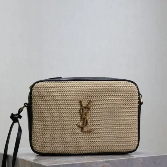 YSL Lou Camera Bag Beige Black Crossbody