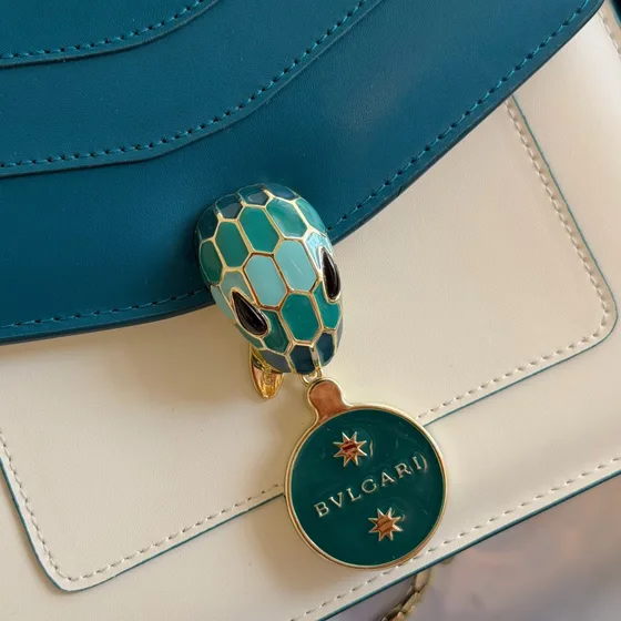 Bvlgari Serpenti Forever Alça superior Bag Teal/Branco Alça superior