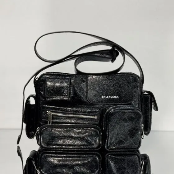 Balenciaga Superbusy Multi-Pocket Crossbody Bag Black Crossbody