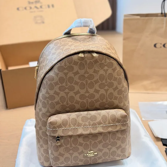 Coach Charlie Backpack In Signature Canvas Khaki Backpack