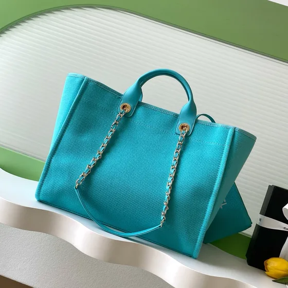 Chanel Deauville Tote Turquoise Tote Bag