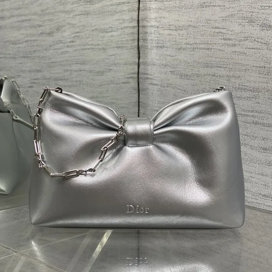 Dior Bow Bag Silver Shoulder Bag